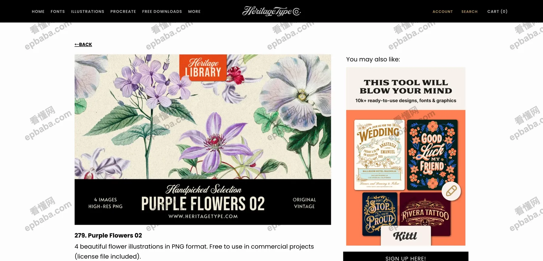 Heritage Library：279个高质量、可免费商用的水彩风复古插画平铺素材！