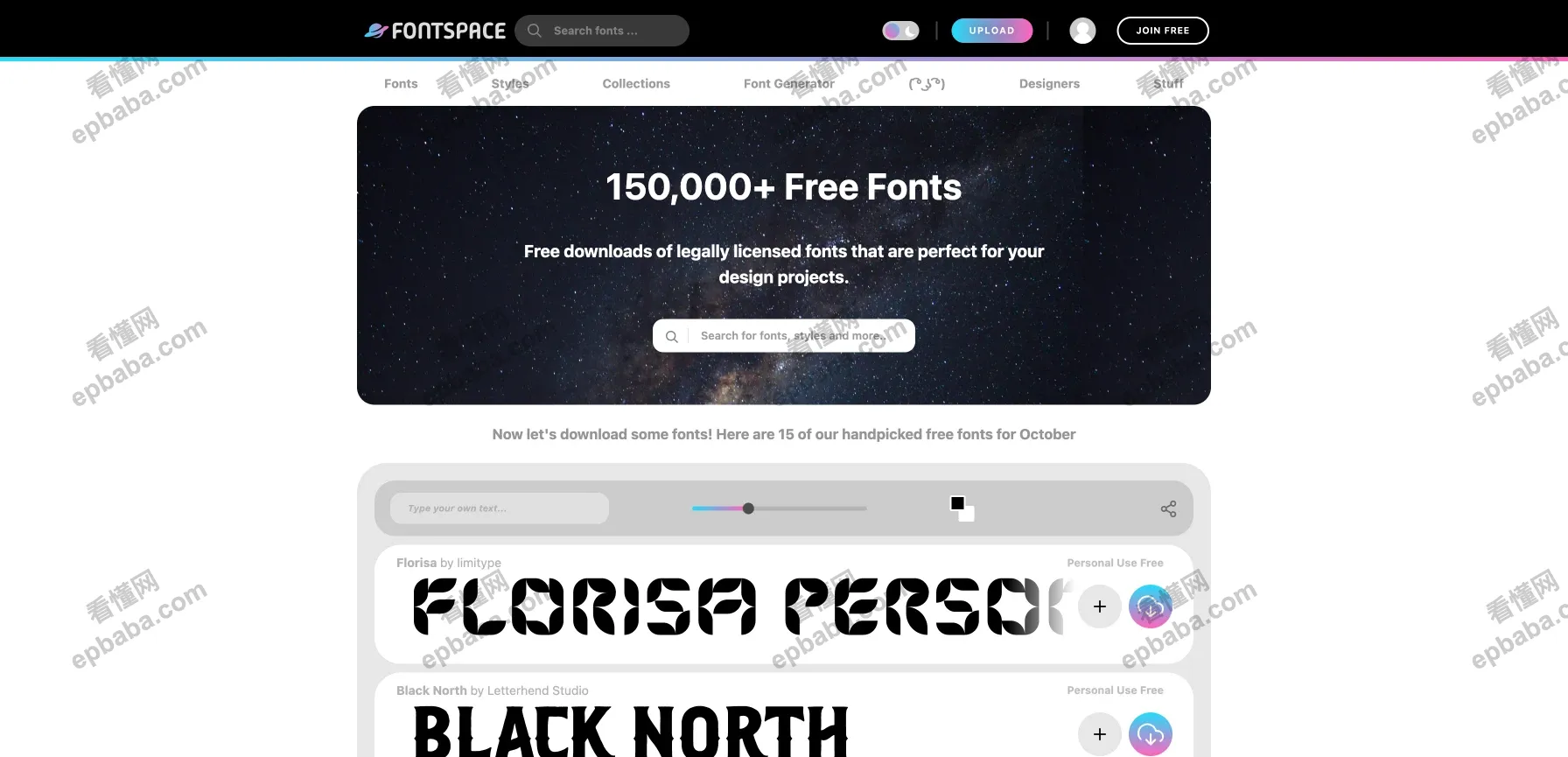 FontSpace - Free Fonts：150,000+ 免费个人使用/部分商用字体下载！
