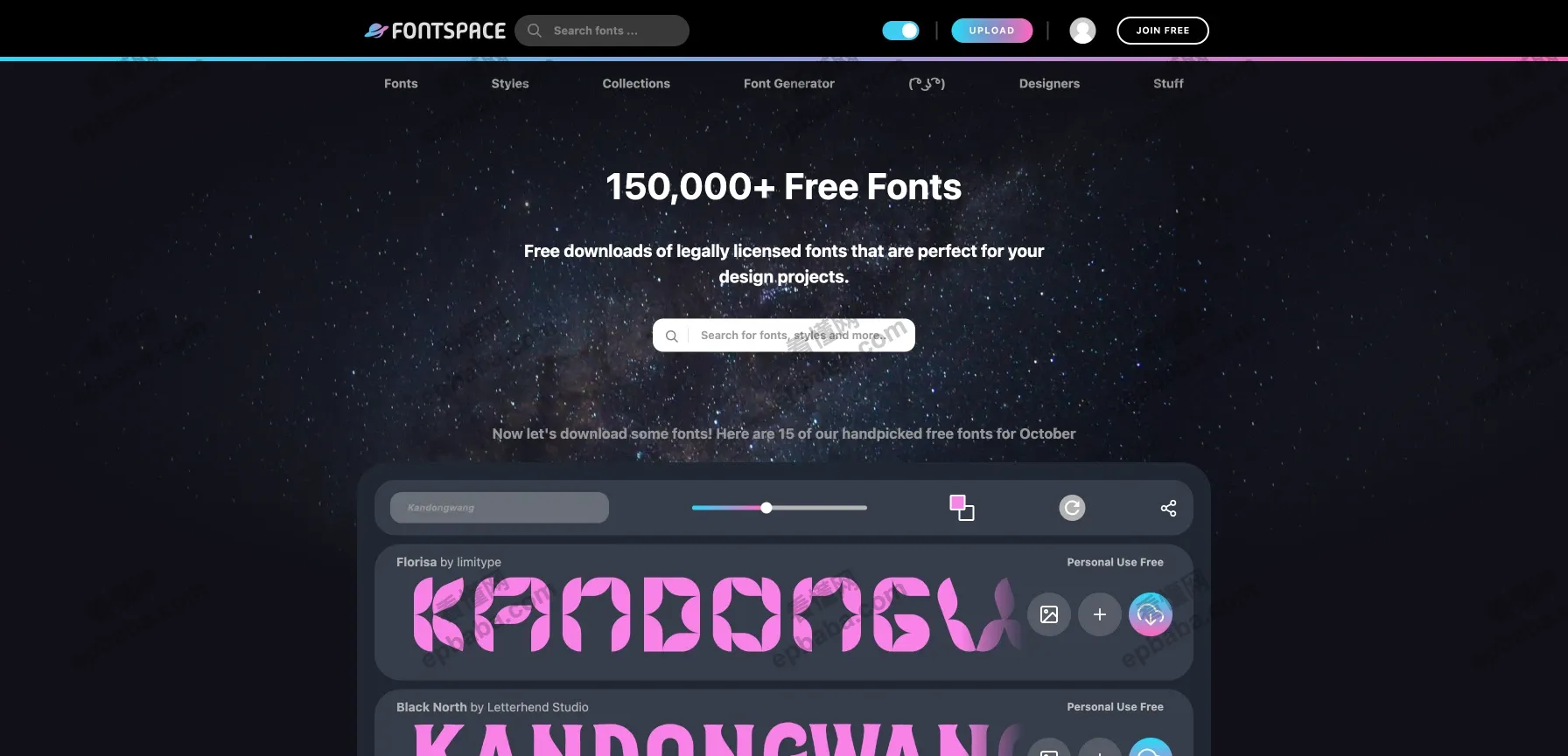 FontSpace - Free Fonts：150,000+ 免费个人使用/部分商用字体下载！