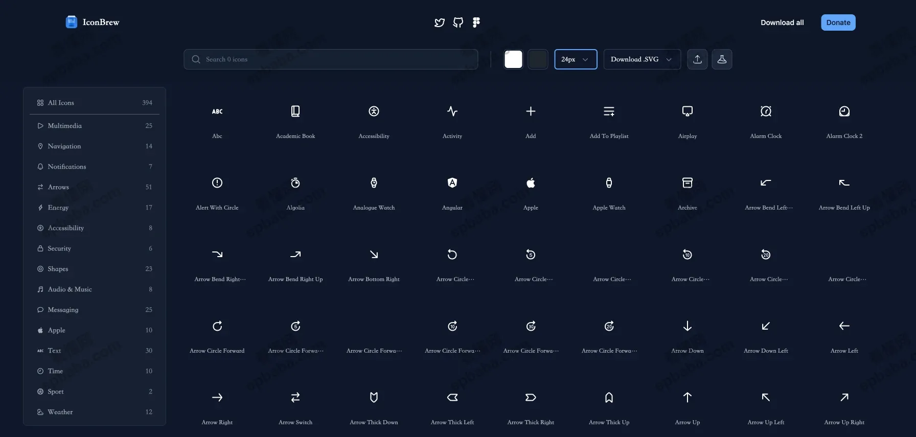 IconBrew：394个免费、开源的 SVG 图标库，点击即可下载！