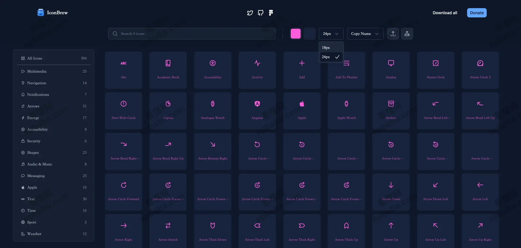 IconBrew：394个免费、开源的 SVG 图标库，点击即可下载！