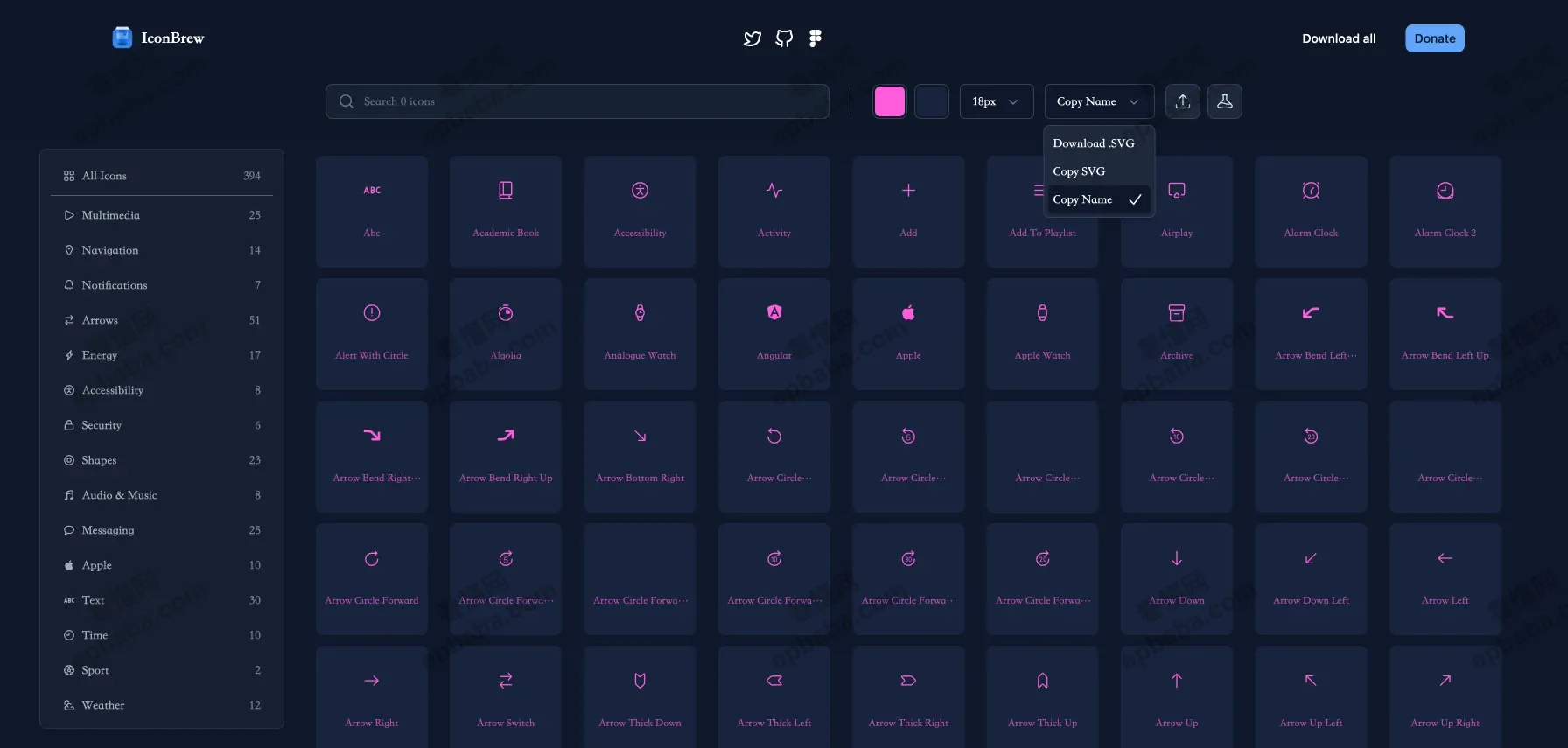 IconBrew：394个免费、开源的 SVG 图标库，点击即可下载！