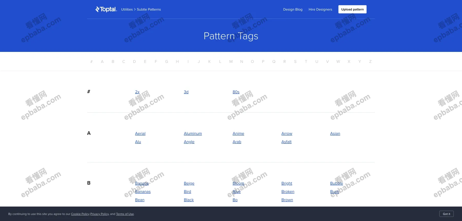 Toptal-Subtle Patterns：免费下载精美、高质量平铺背景素材的网站！