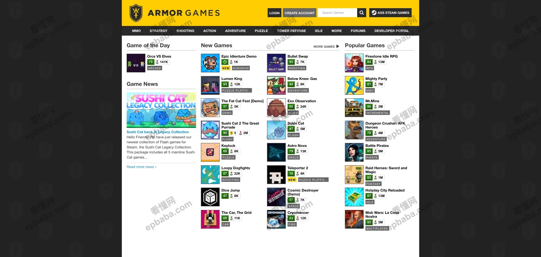 ARMOR GAMES：适合上班摸鱼、闲暇时玩的免费Flash、H5小游戏合集站点！