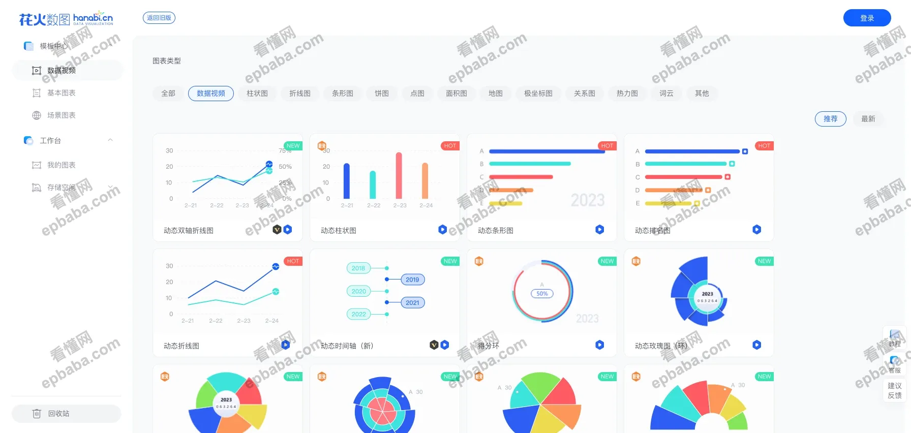 花火数图：生成漂亮、潮流的动态图表，模板种类多多！
