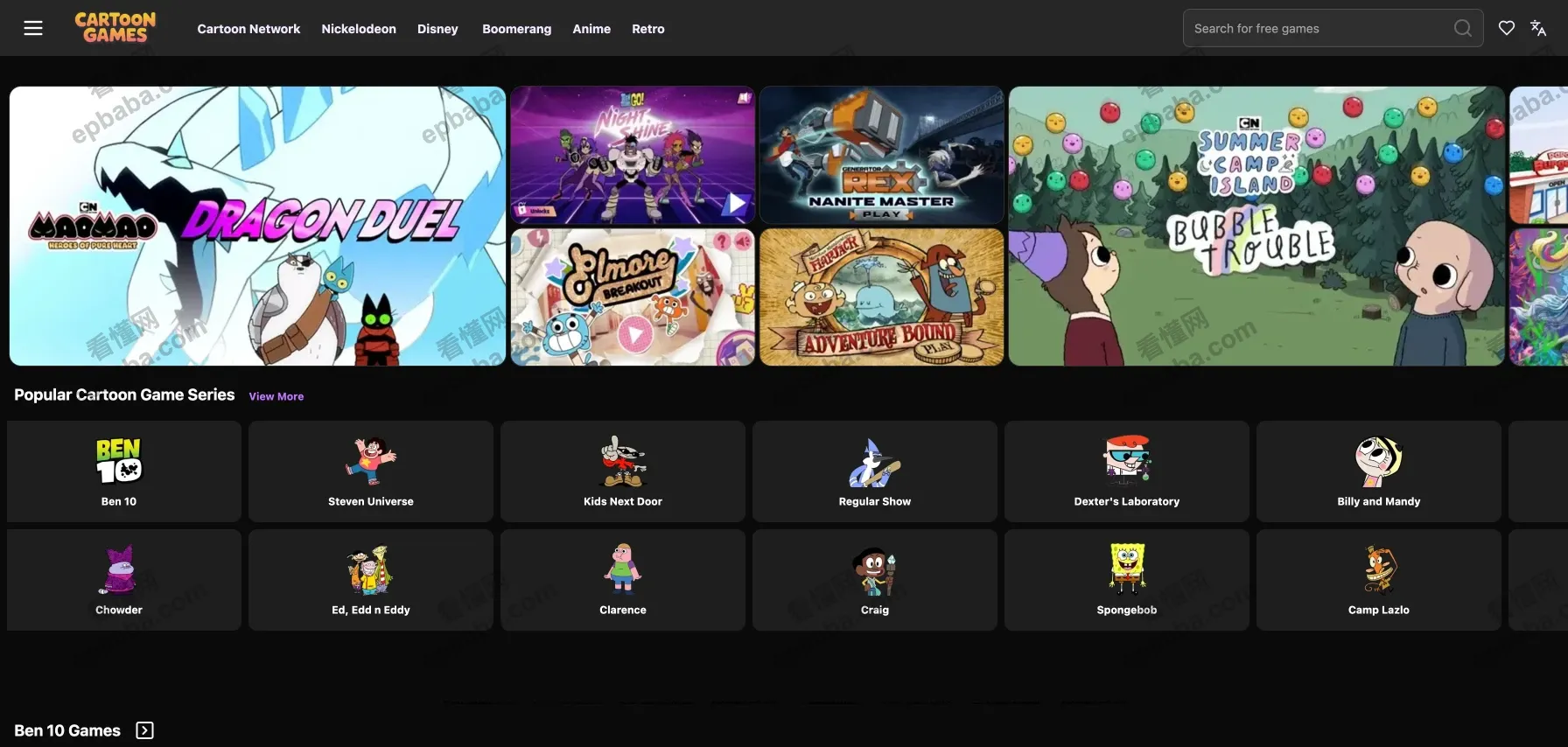 cartoongames：完全免费、在线游玩的 ip 小游戏网站！