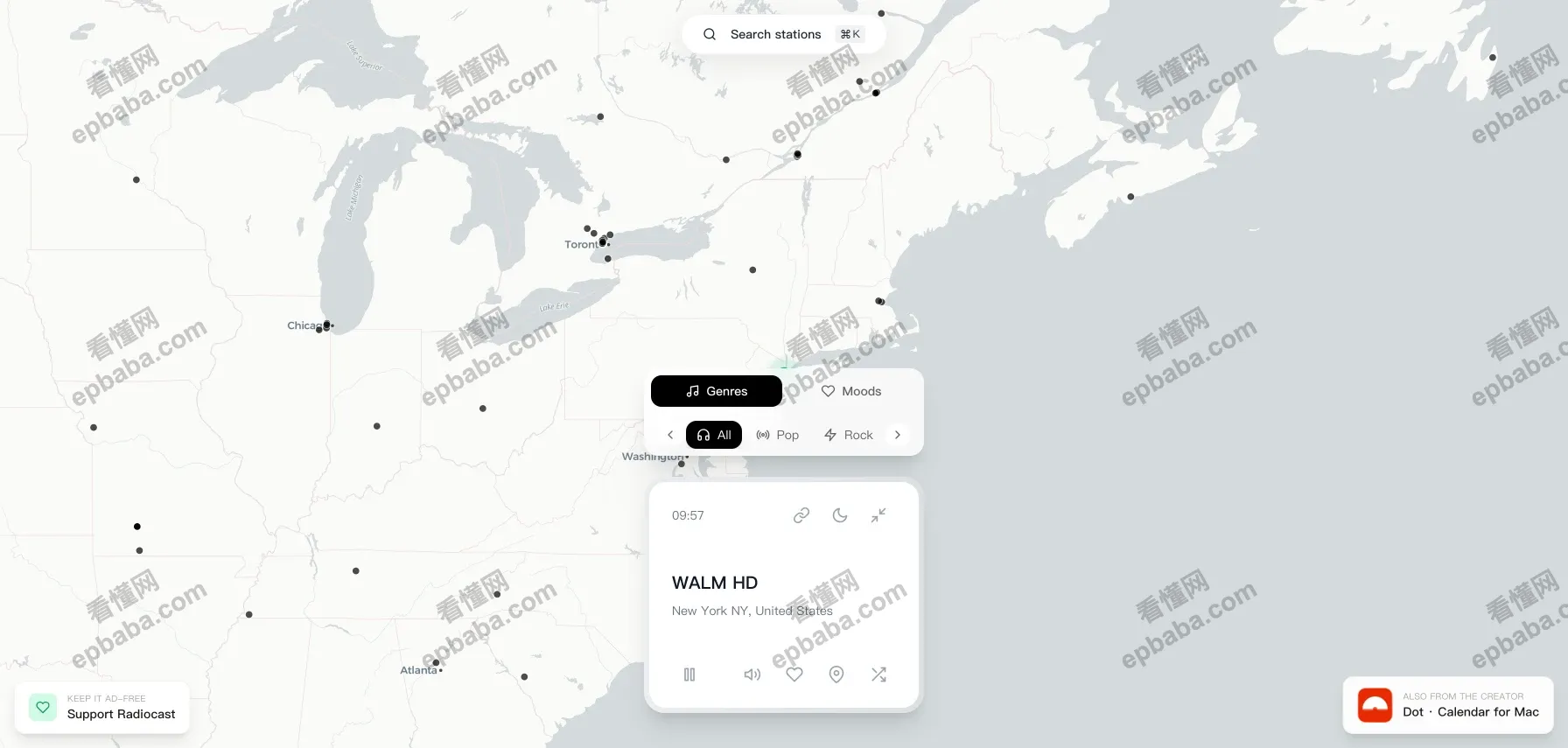 Radiocast：免费收听全球上千个实时电台节目、FM 广播的站点！