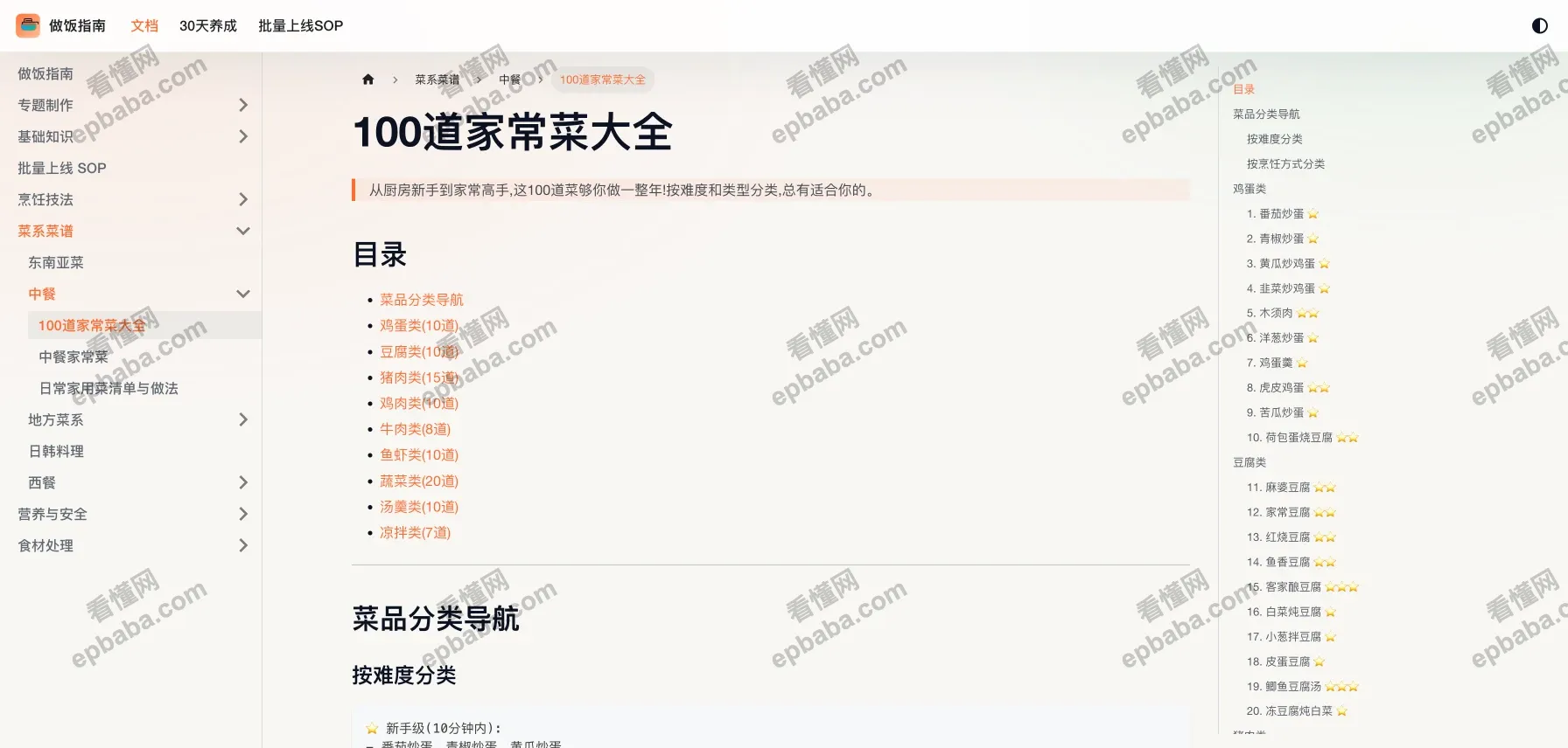 做饭指南:专门教人做饭的文档分享平台!
