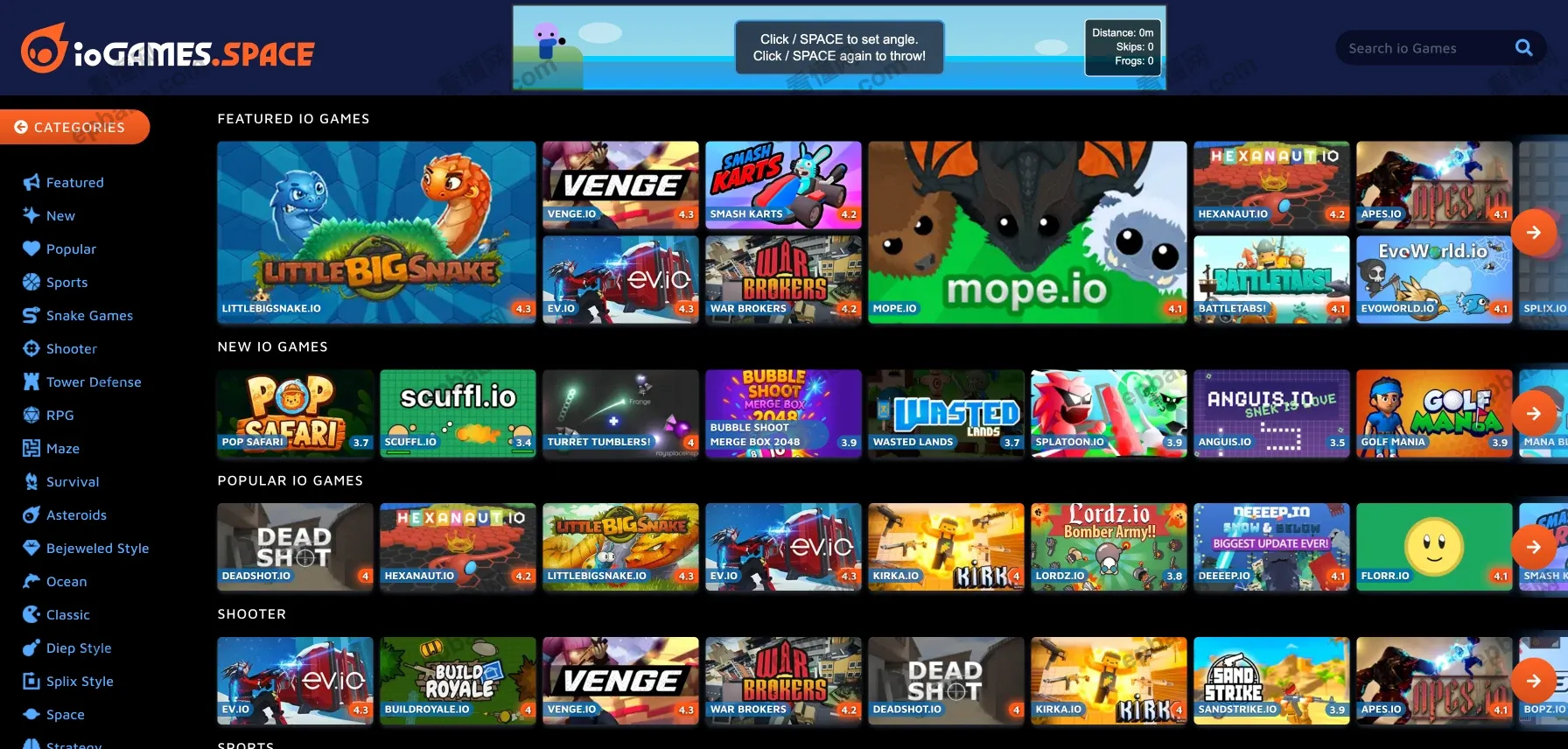 iogames：完全免费、画质高清的多人热门小游戏站点！