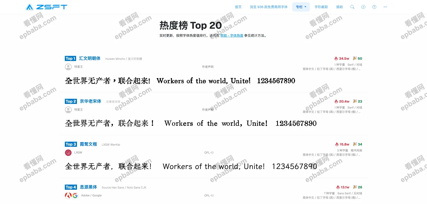 ZeoSeven Fonts：936款免费可商用字体整合分享，持续更新中！